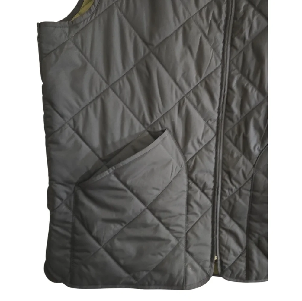 J. Crew Walker Quilted Navy Vest Men's Large Front Zip Pockets Adjustable Back